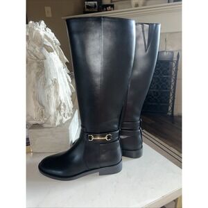 New Without Box $248 CARSON Horse-bit FLAT BOOT FAUX LEATHER BOOTS 7M